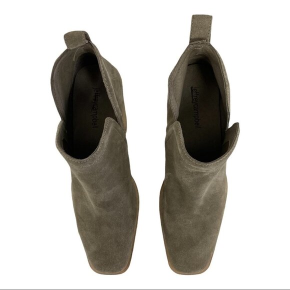 Jeffrey Campbell Rosee Taupe Suede‎ Block Heel Ankle Booties Size 8 Minimalist - Picture 12 of 13